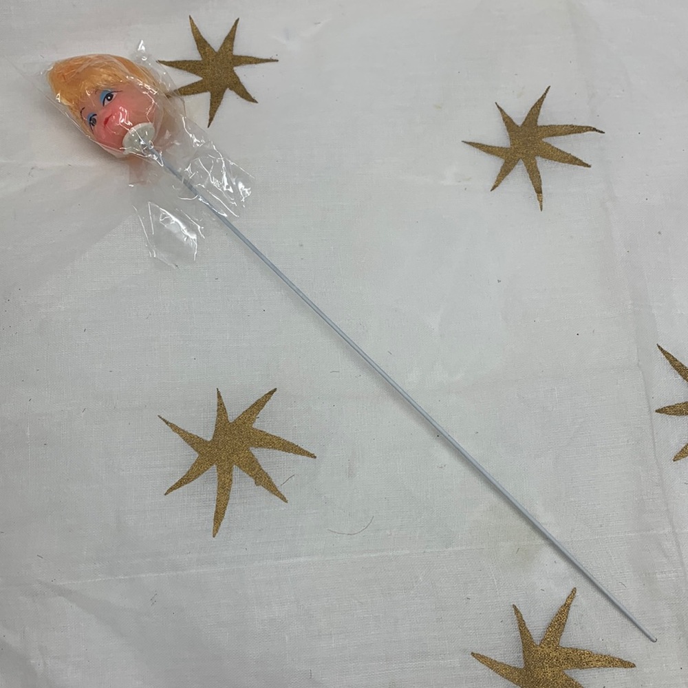 1” doll head on stick pick Crafting decoration vintage new old stock